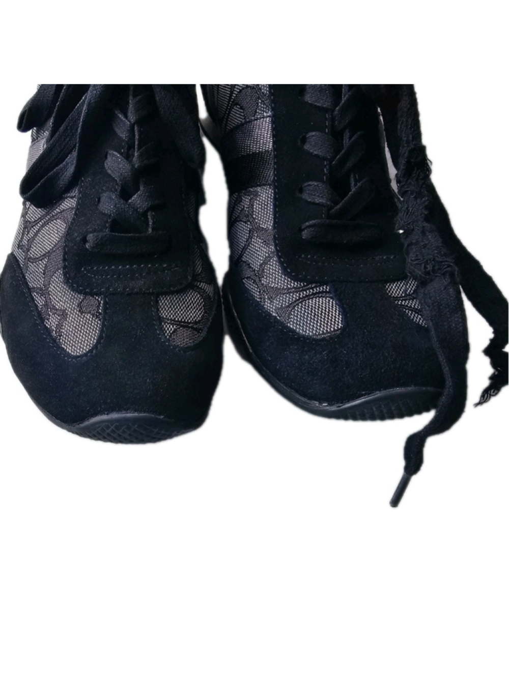 Coach Kelson Tennis Shoes Womens 8B Black Grey Signature Canvas Suede Low Tops - Picture 9 of 16